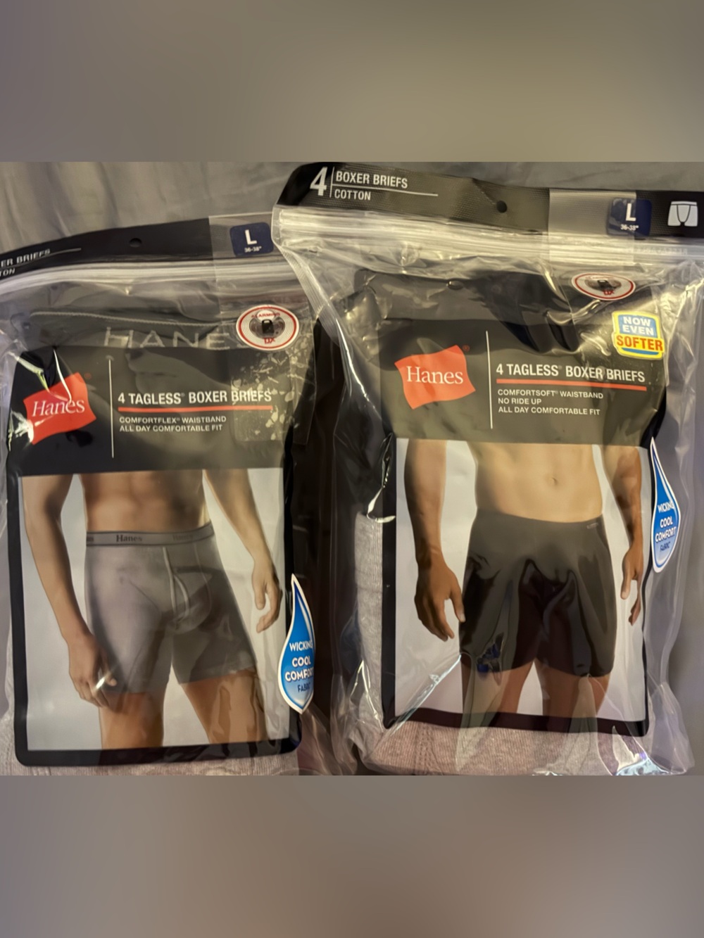 Hanes Men Tagless Boxer Briefs - Black & Gray (8-Pack)